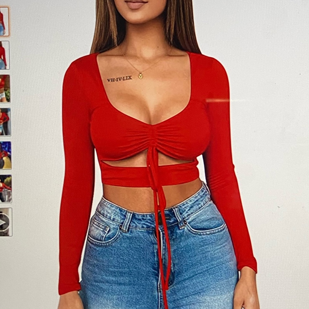 Red cropped top
